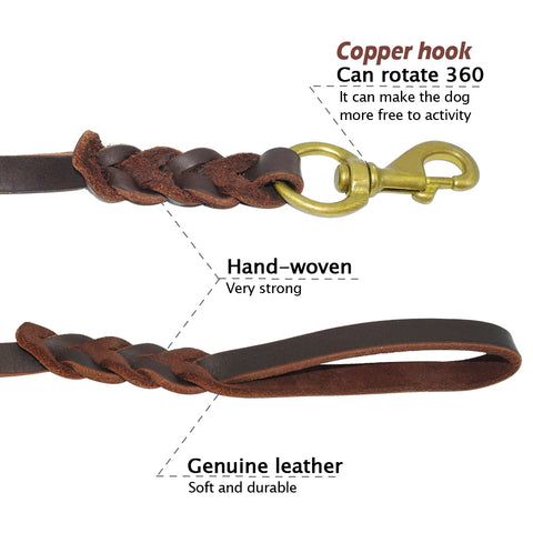 Braided Real Leather Dog Leash