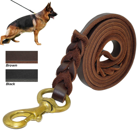 Braided Real Leather Dog Leash