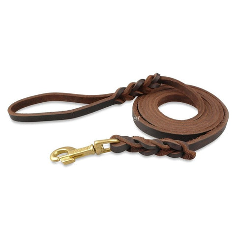 Braided Real Leather Dog Leash